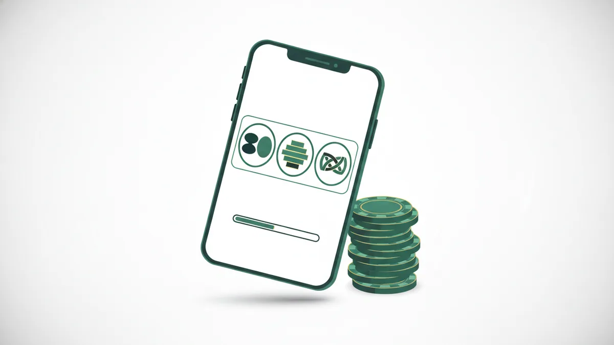 Omsetningskrav på casino illustrert med mobil og sjetonger